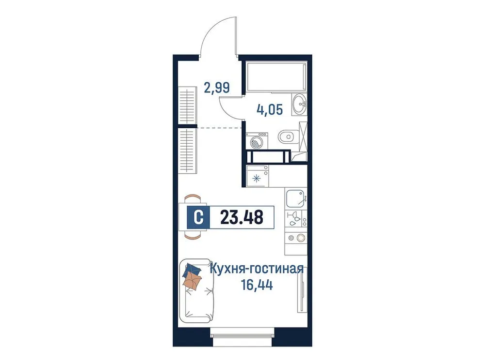 Продается студия, 23,5 м² - Фото 2