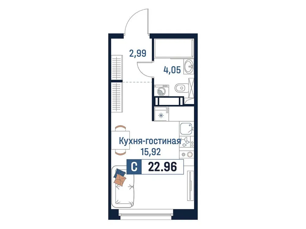 Продается студия, 23 м² - Фото 2