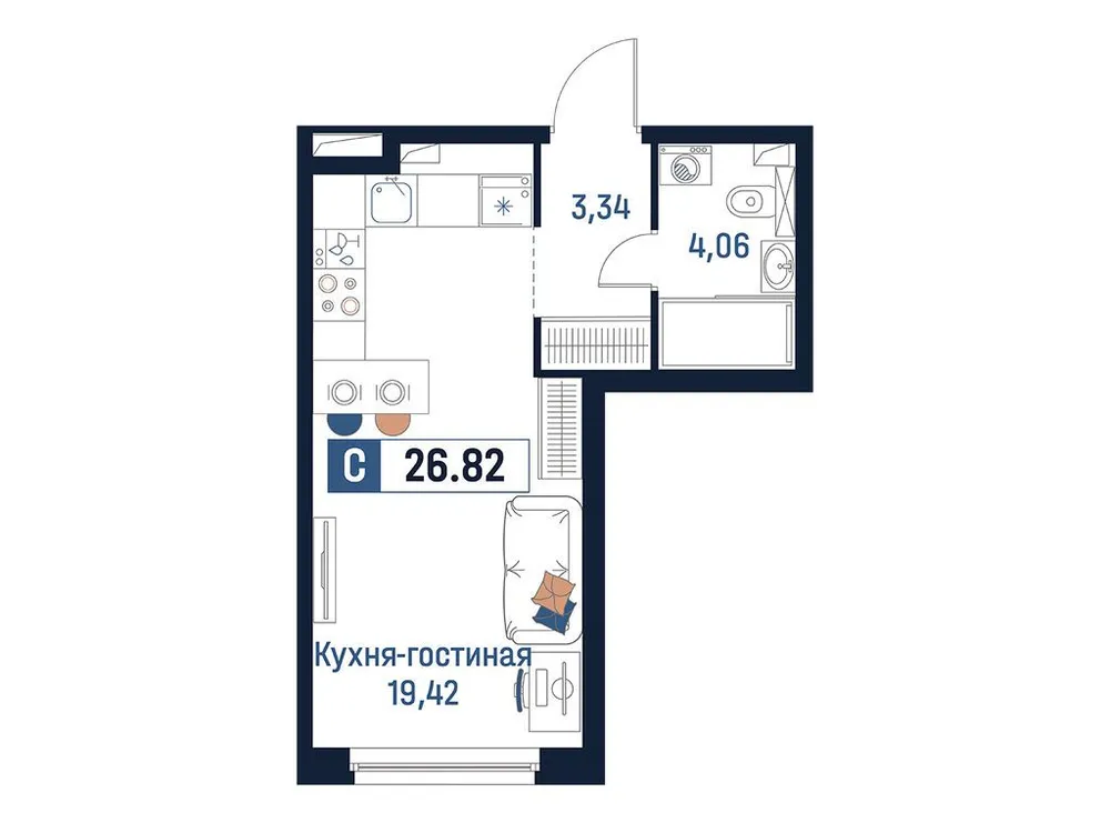 Продается студия, 26,8 м² - Фото 2