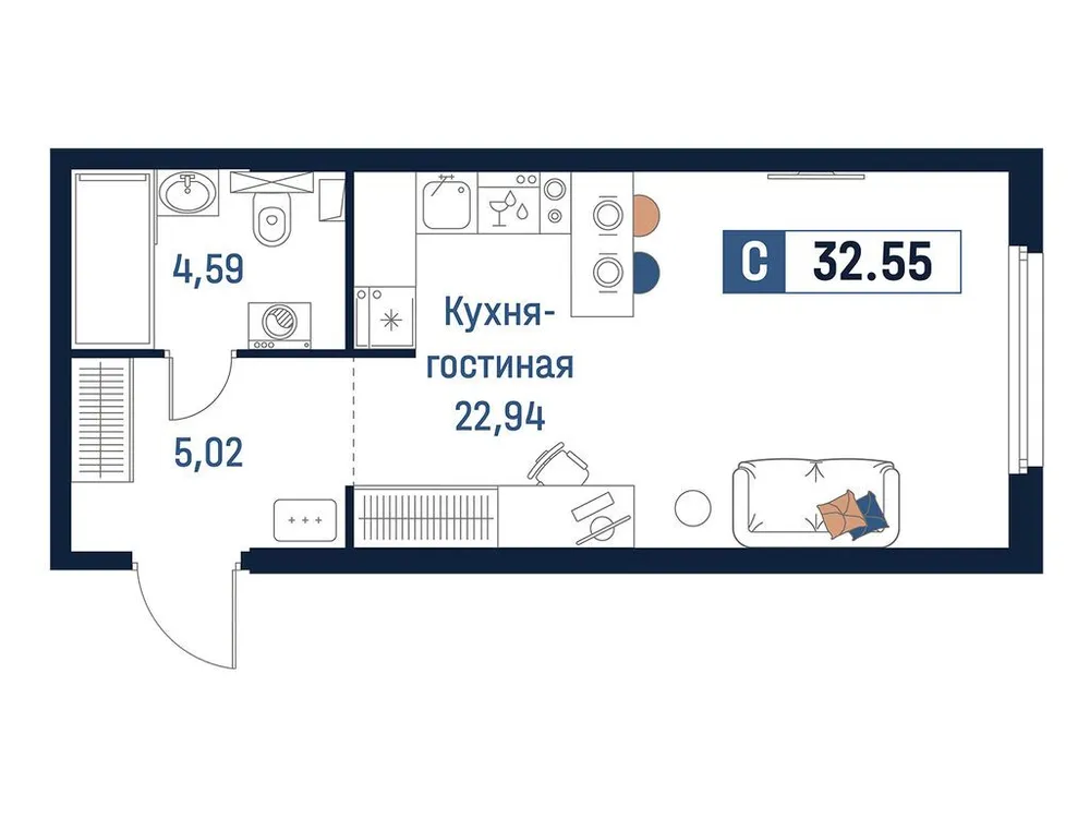 Продается студия, 32,6 м² - Фото 2