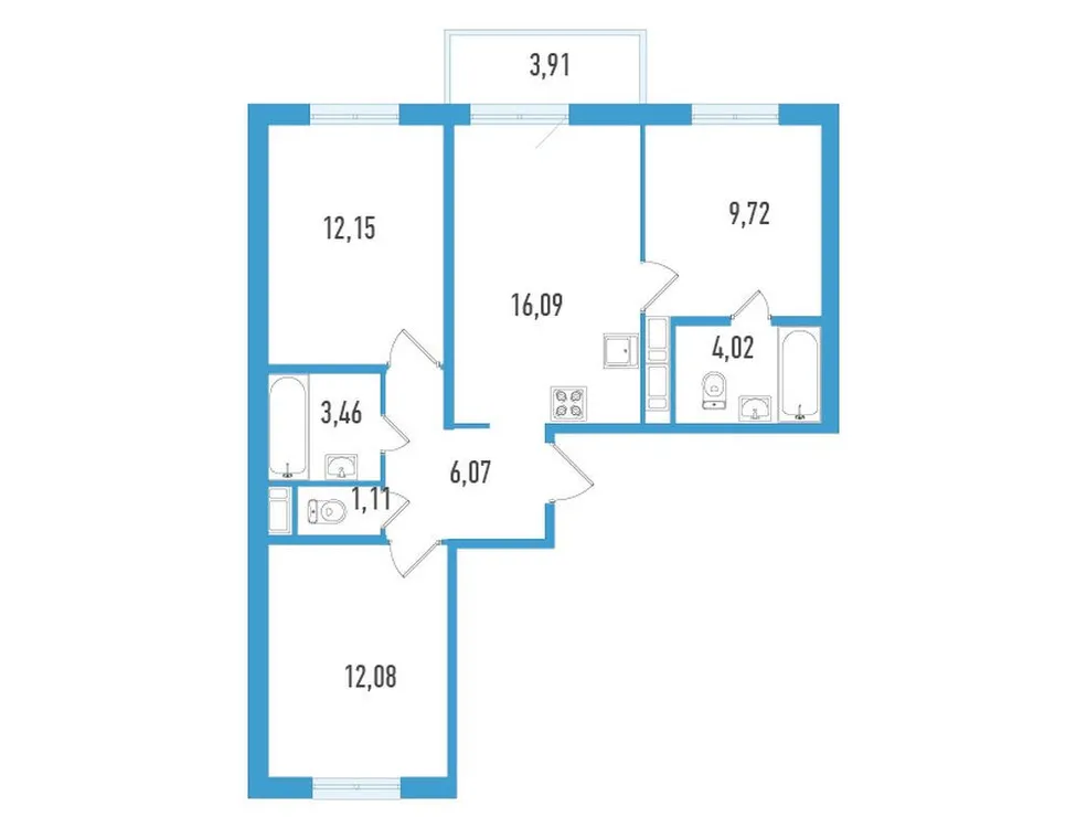 Продается 3-комнатная квартира, 65,9 м² - Фото 1