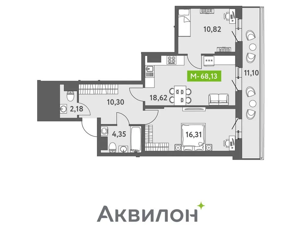 Продается 3-комнатная квартира, 67,8 м² - Фото 1