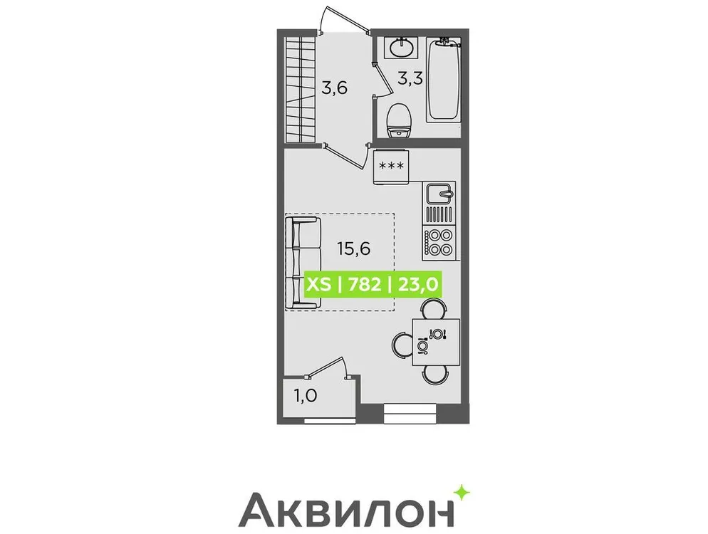 Продается студия, 23 м² - Фото 1