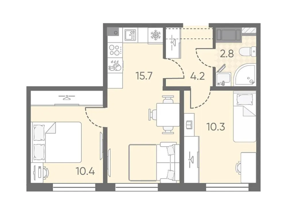 Продается 2-комнатная квартира, 43,4 м² - Фото 1