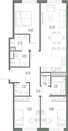Продается 3-комнатная квартира, 91 м² - Фото 1