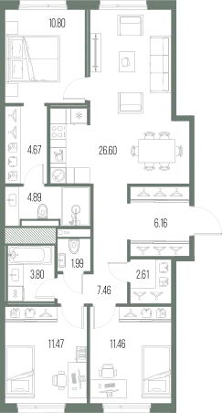 Продается 3-комнатная квартира, 91,9 м² - Фото 1