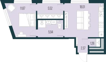 Продается 1-комнатная квартира, 45 м² - Фото 1