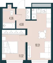 Продается 1-комнатная квартира, 38,1 м² - Фото 1