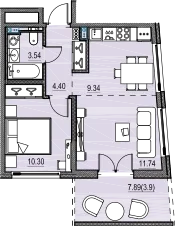 Продается 1-комнатная квартира, 39,4 м² - Фото 1