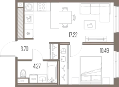 Продается 1-комнатная квартира, 35,7 м² - Фото 1