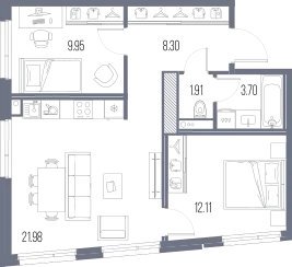 Продается 2-комнатная квартира, 58 м² - Фото 1