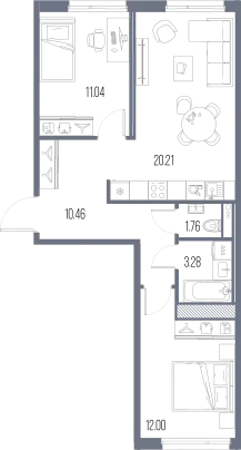 Продается 2-комнатная квартира, 58,8 м² - Фото 1