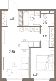 Продается 1-комнатная квартира, 44,6 м² - Фото 1