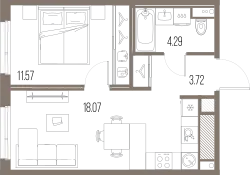Продается 1-комнатная квартира, 37,7 м² - Фото 1