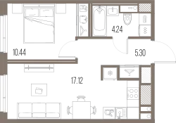 Продается 1-комнатная квартира, 37,1 м² - Фото 1