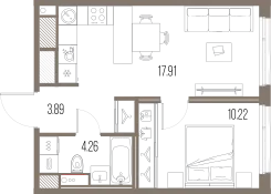 Продается 1-комнатная квартира, 36,3 м² - Фото 1