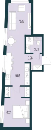 Продается 1-комнатная квартира, 46,2 м² - Фото 1