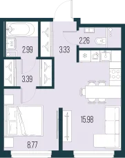 Продается 1-комнатная квартира, 36,7 м² - Фото 1