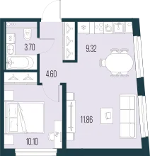 Продается 1-комнатная квартира, 39,6 м² - Фото 1
