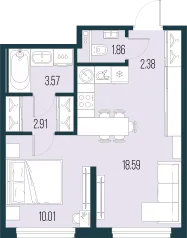 Продается 1-комнатная квартира, 39,3 м² - Фото 1