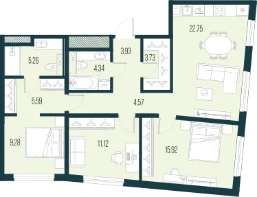Продается 3-комнатная квартира, 86,5 м² - Фото 1
