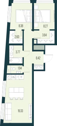 Продается 2-комнатная квартира, 56,6 м² - Фото 1