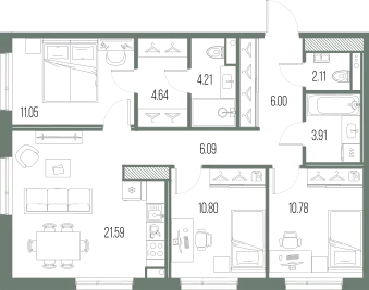 Продается 3-комнатная квартира, 81,2 м² - Фото 1