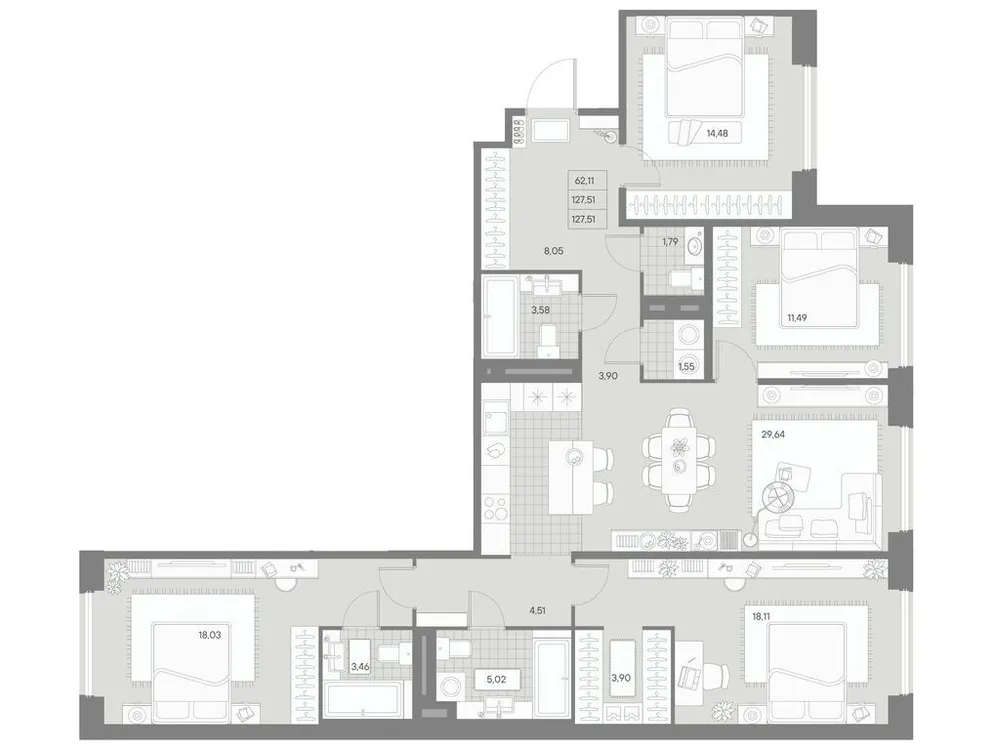 Продается 4-комнатная квартира, 129 м² - Фото 1