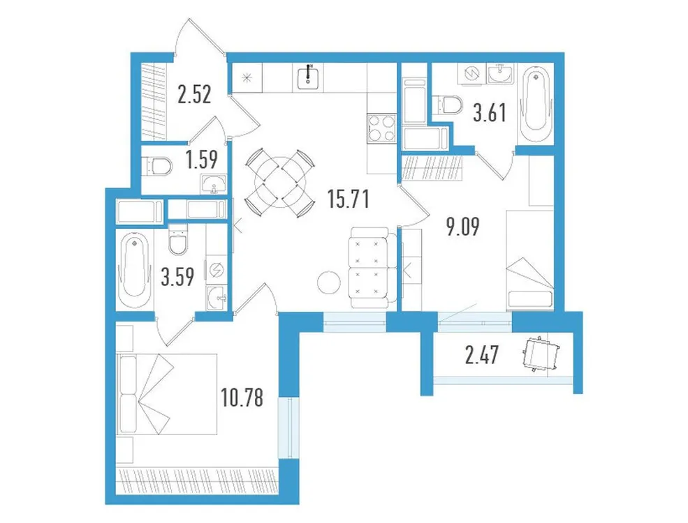 Продается 2-комнатная квартира, 47,6 м² - Фото 1