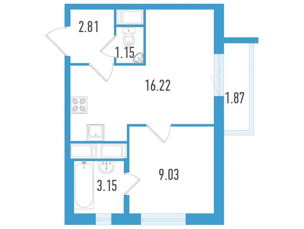 Продается 1-комнатная квартира, 32,9 м² - Фото 1