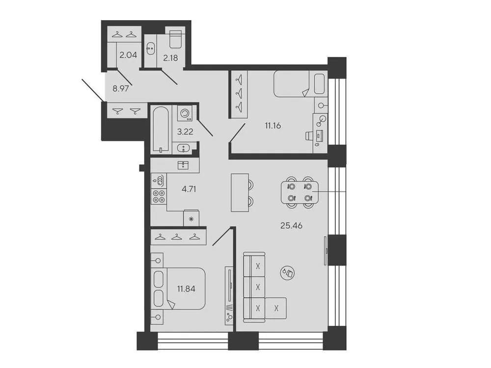 Продается 2-комнатная квартира, 68,4 м² - Фото 1