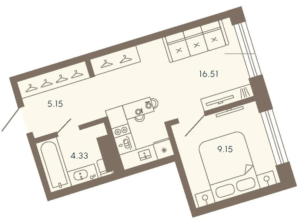 Продается 1-комнатная квартира, 35,1 м² - Фото 1