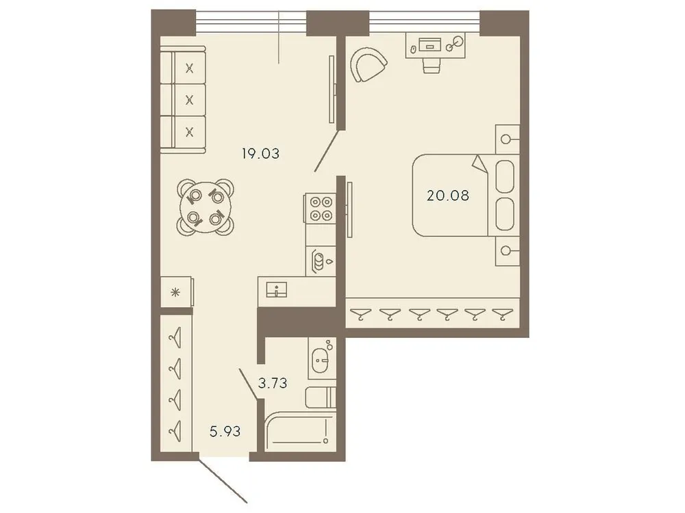 Продается 1-комнатная квартира, 48,8 м² - Фото 1