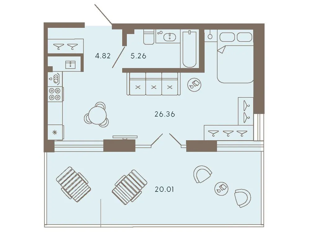 Продается 1-комнатная квартира, 56,5 м² - Фото 1