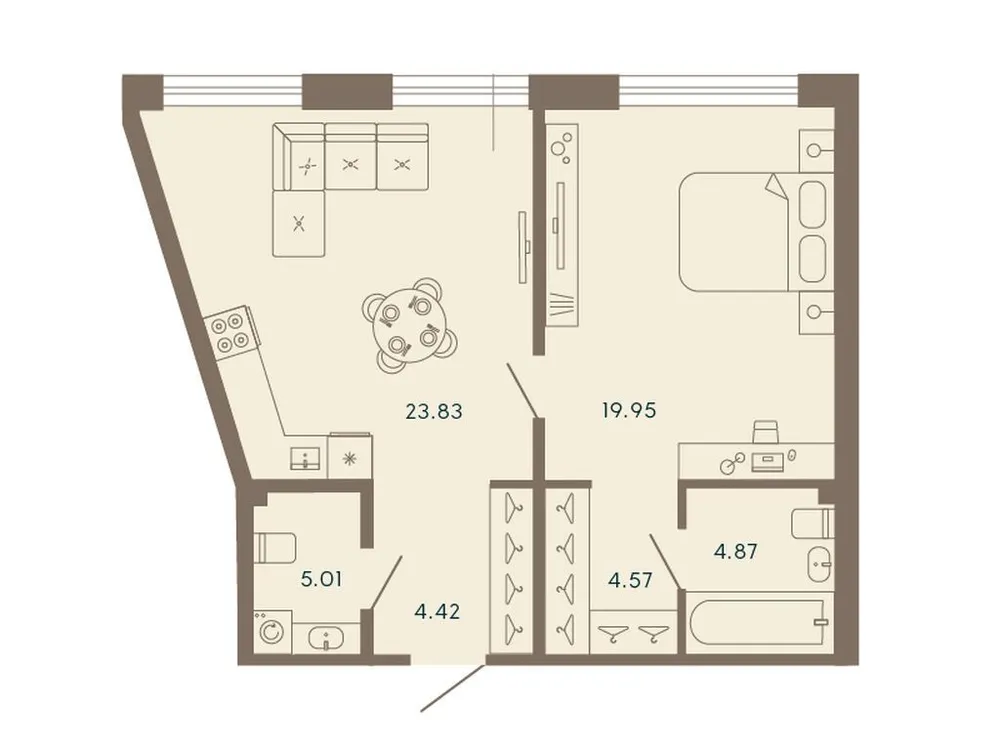 Продается 1-комнатная квартира, 62,7 м² - Фото 1