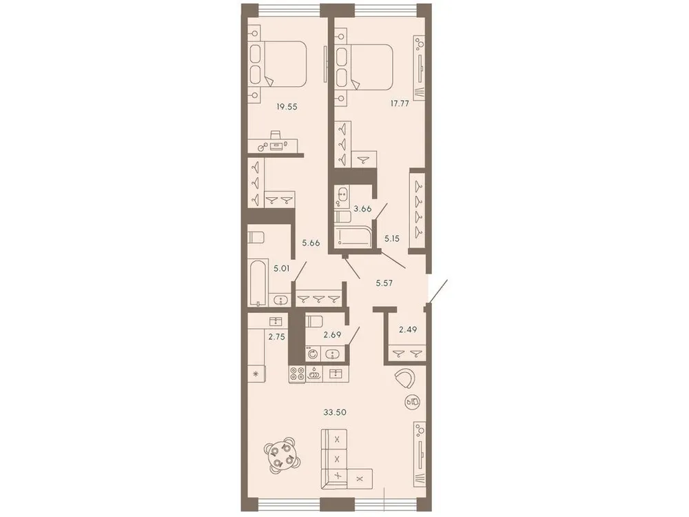 Продается 2-комнатная квартира, 103,8 м² - Фото 1