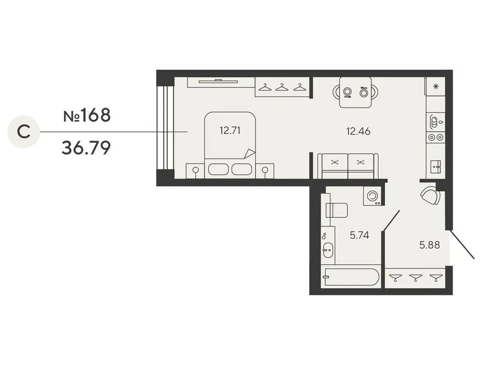 Продается 1-комнатная квартира, 36,8 м² - Фото 1