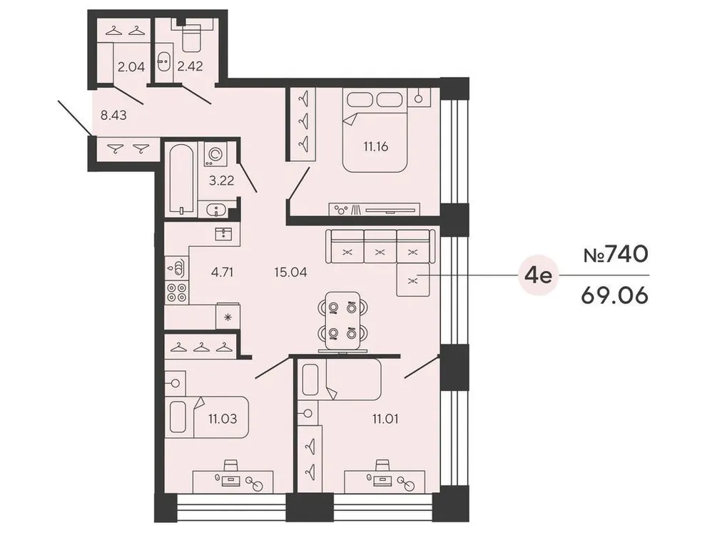 Продается 3-комнатная квартира, 69,1 м² - Фото 1