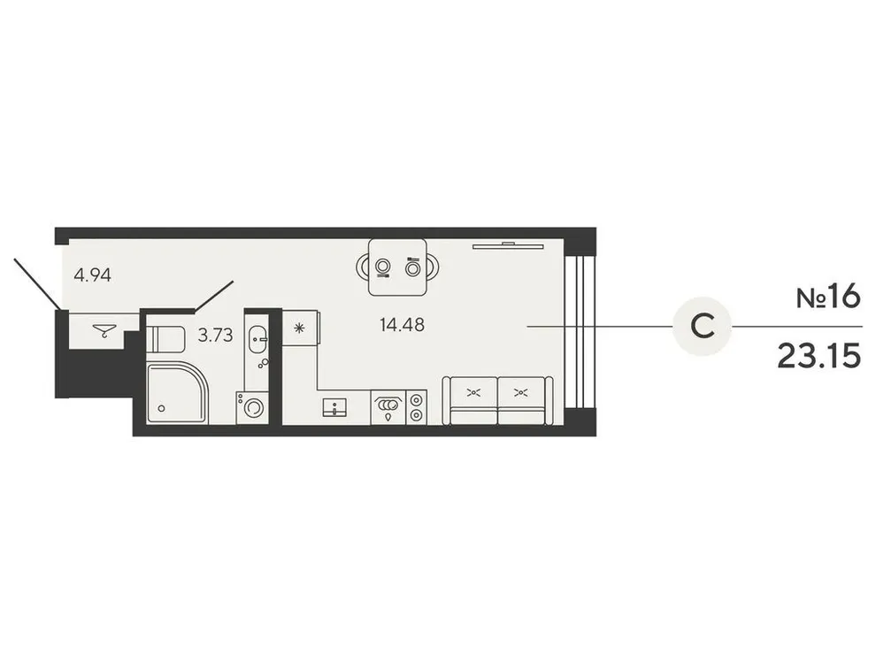 Продается 1-комнатная квартира, 23,2 м² - Фото 1