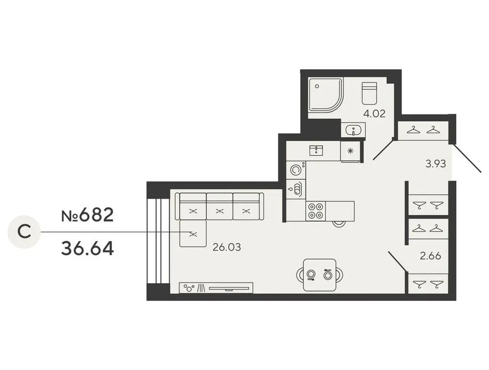 Продается 1-комнатная квартира, 36,6 м² - Фото 1