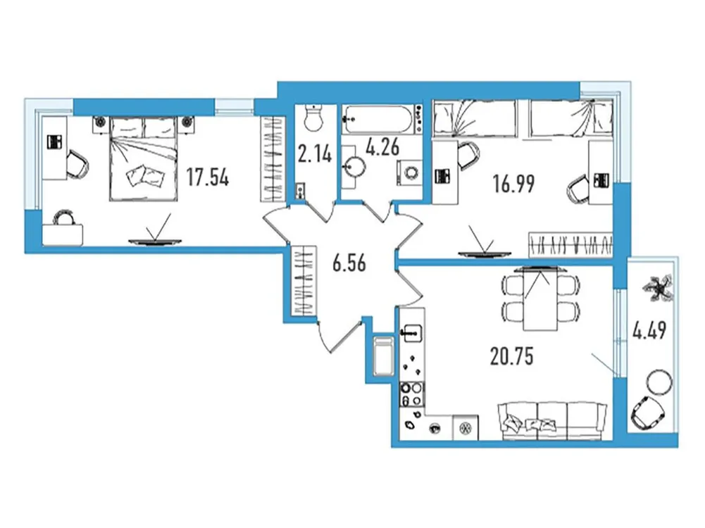 Продается 2-комнатная квартира, 70,5 м² - Фото 1
