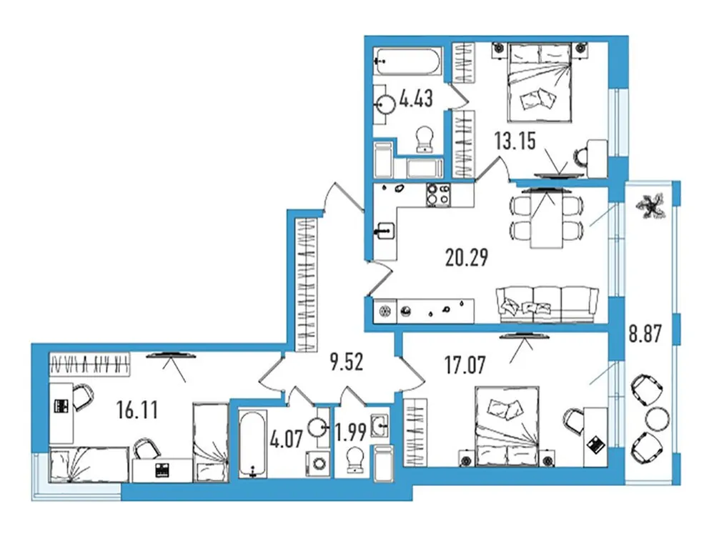 Продается 3-комнатная квартира, 89,3 м² - Фото 1