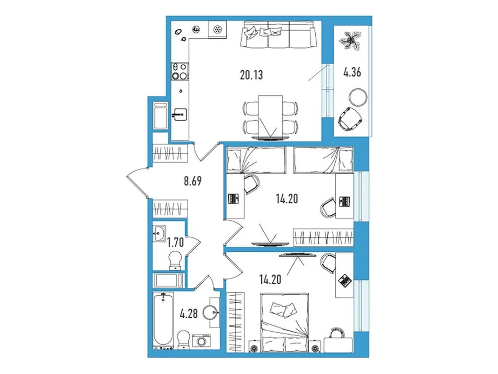Продается 2-комнатная квартира, 65,4 м² - Фото 1