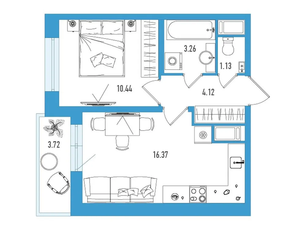Продается 1-комнатная квартира, 37,2 м² - Фото 1