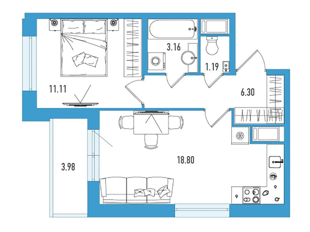 Продается 1-комнатная квартира, 42,6 м² - Фото 1