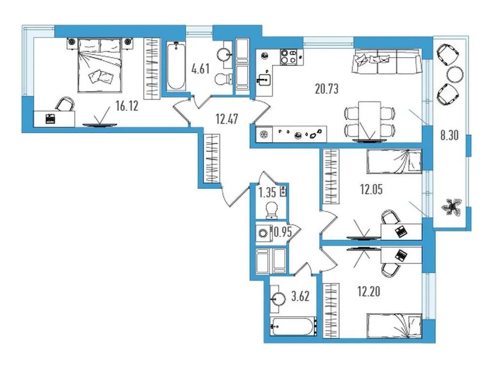 Продается 3-комнатная квартира, 86,6 м² - Фото 1