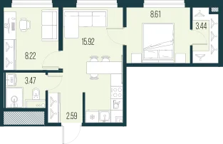 Продается 2-комнатная квартира, 42,3 м² - Фото 1
