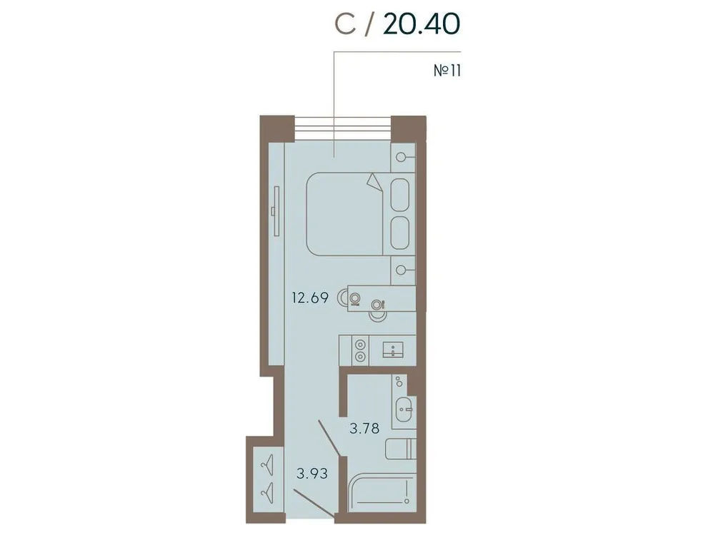 Продается 1-комнатная квартира, 33,2 м² - Фото 1