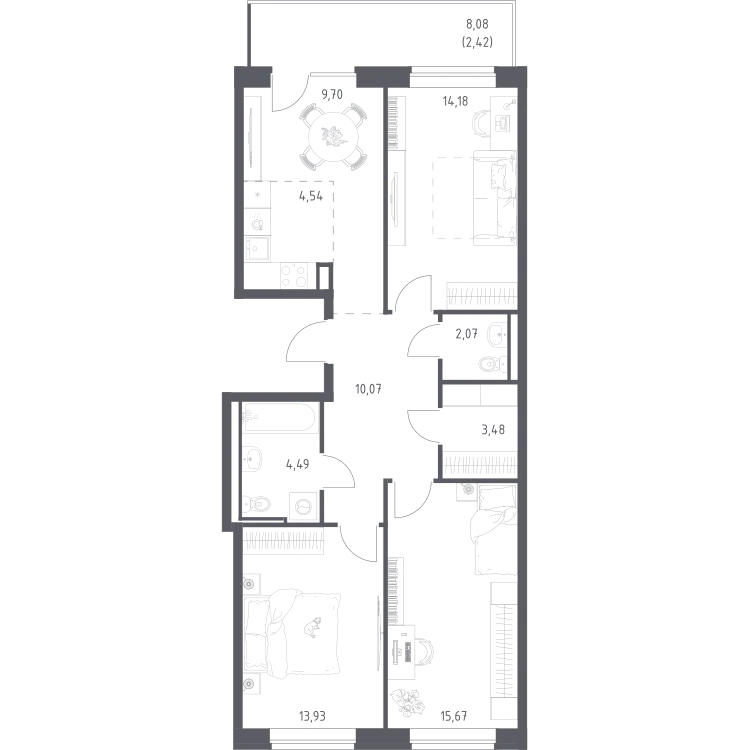 Продается 3-комнатная квартира, 80,6 м² - Фото 1
