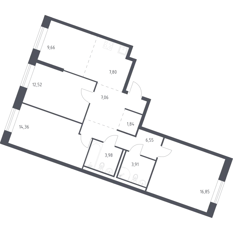 Продается 3-комнатная квартира, 84,5 м² - Фото 2